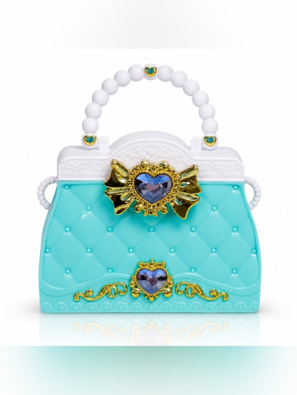 Rare Blue Gem And Gold Toy Purse For Children Opens Like A Real Purse NM